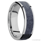 7 mm wide/Flat/Cobalt Chrome band with one 5 mm Centered inlay of Sodalite.