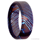 8 mm wide High Bevel Titanium Damascus band.