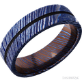7 mm wide/Flat/Titanium Damascus band with one 1 mm Centered inlay of Black.