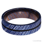 7 mm wide/Flat/Titanium Damascus band with one 1 mm Centered inlay of Black.