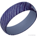 7 mm wide Domed Titanium Damascus band featuring a Crushed Orchid sleeve.