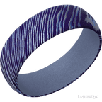 7 mm wide Domed Titanium Damascus band featuring a Crushed Orchid sleeve.