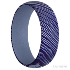 7 mm wide Domed Titanium Damascus band featuring a Crushed Orchid sleeve.