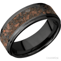 8 mm wide/Flat Grooved Edges/Zirconium band with one 5 mm Centered inlay of Desert Jasper.