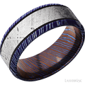 8 mm wide/Beveled/Titanium Damascus band with one 5 mm Centered inlay of Meteorite.