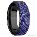 8 mm wide High Bevel Titanium Damascus band featuring a Zirconium sleeve.