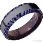 7 mm wide/High Bevel/Titanium Damascus band with one 3 mm Centered inlay of Tantalum.