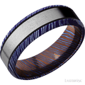 7 mm wide/Beveled/Titanium Damascus band with one 4 mm Centered inlay of Titanium.