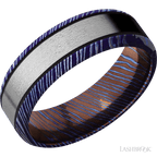 7 mm wide/Beveled/Titanium Damascus band with one 4 mm Centered inlay of Titanium.