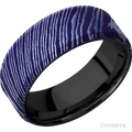 8 mm wide Beveled Titanium Damascus band featuring a Zirconium sleeve.