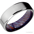 7 mm wide Beveled Cobalt Chrome band featuring a Titanium Damascus sleeve.
