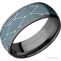 8 mm wide/Domed/Zirconium band with one 6 mm Centered inlay of Cobalt Chrome with a laser carved Navigator pattern.