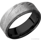 8 mm wide Beveled Meteorite band featuring a Zirconium sleeve.