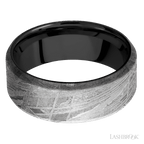 8 mm wide Beveled Meteorite band featuring a Zirconium sleeve.