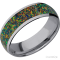 7 mm wide/Domed/Tantalum band with one 5 mm Centered inlay of Black Opal.