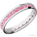 4 mm wide/Domed/Cobalt Chrome band with an Eternity arrangement of .07 carat Round Lab Dark Pink Diamond stones in a Channel setting.