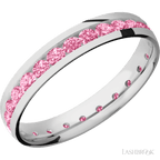 4 mm wide/Domed/Cobalt Chrome band with an Eternity arrangement of .07 carat Round Lab Dark Pink Diamond stones in a Channel setting.