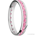 4 mm wide/Domed/Cobalt Chrome band with an Eternity arrangement of .07 carat Round Lab Dark Pink Diamond stones in a Channel setting.