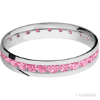 4 mm wide/Domed/Cobalt Chrome band with an Eternity arrangement of .07 carat Round Lab Dark Pink Diamond stones in a Channel setting.