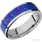 7 mm wide/Flat/Cobalt Chrome band with one 5 mm Centered inlay of Purple Opal.
