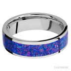 7 mm wide/Flat/Cobalt Chrome band with one 5 mm Centered inlay of Purple Opal.