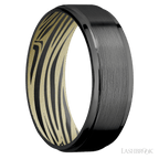 7 mm wide Flat Grooved Edges Zirconium band featuring a Bright Nickel sleeve.