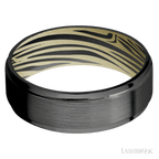 7 mm wide Flat Grooved Edges Zirconium band featuring a Bright Nickel sleeve.