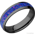 6 mm wide/Domed/Zirconium band with one 3 mm Centered inlay of Purple Opal.