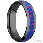6 mm wide/Domed/Zirconium band with one 3 mm Centered inlay of Purple Opal.