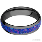 6 mm wide/Domed/Zirconium band with one 3 mm Centered inlay of Purple Opal.