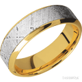 7 mm wide/High Bevel/18K Yellow Gold band with one 4 mm Centered inlay of Meteorite.