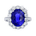 Oval Sapphire And Diamond Halo Ring