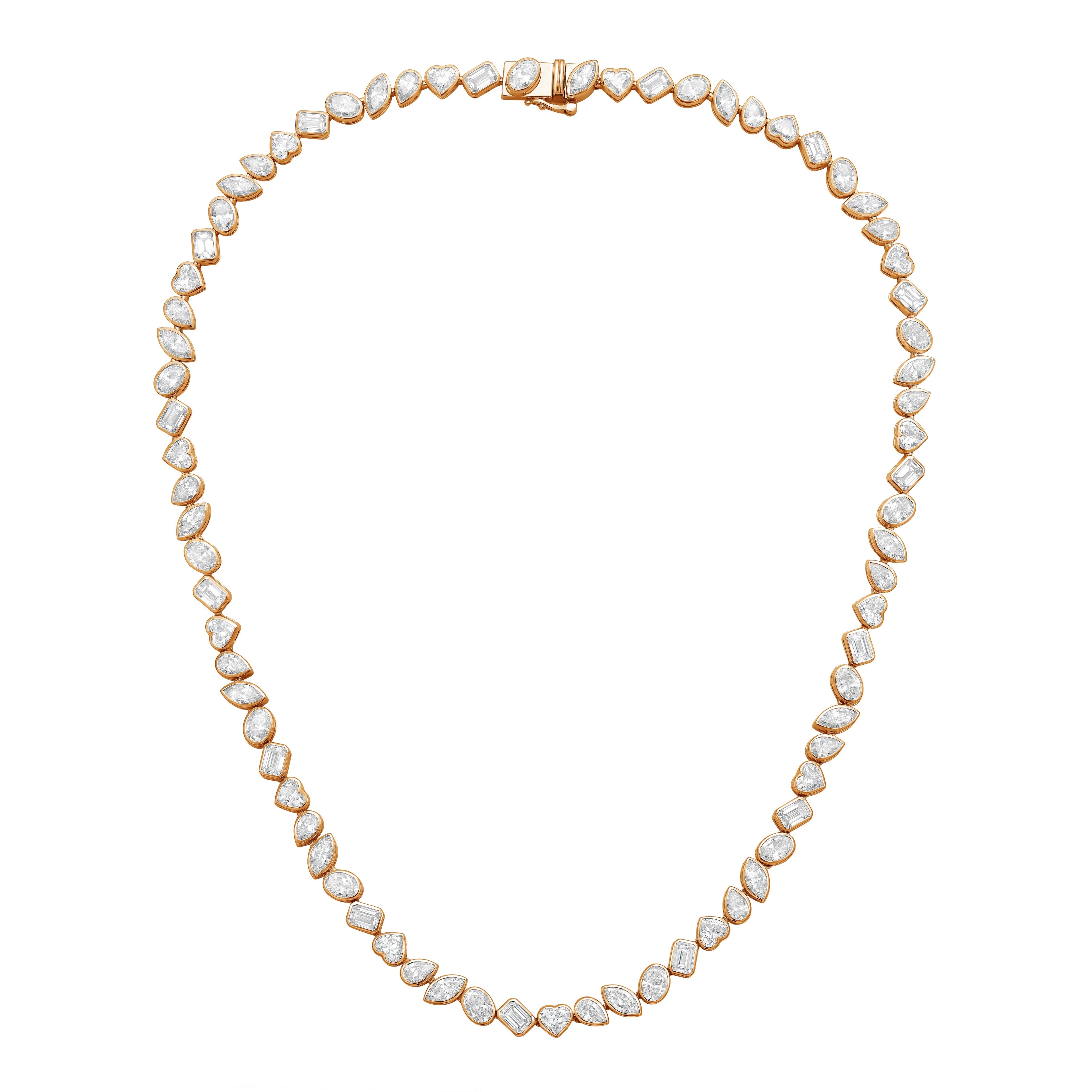 Lab Grown Multi-Cut Diamond Slanted Bezel Necklace