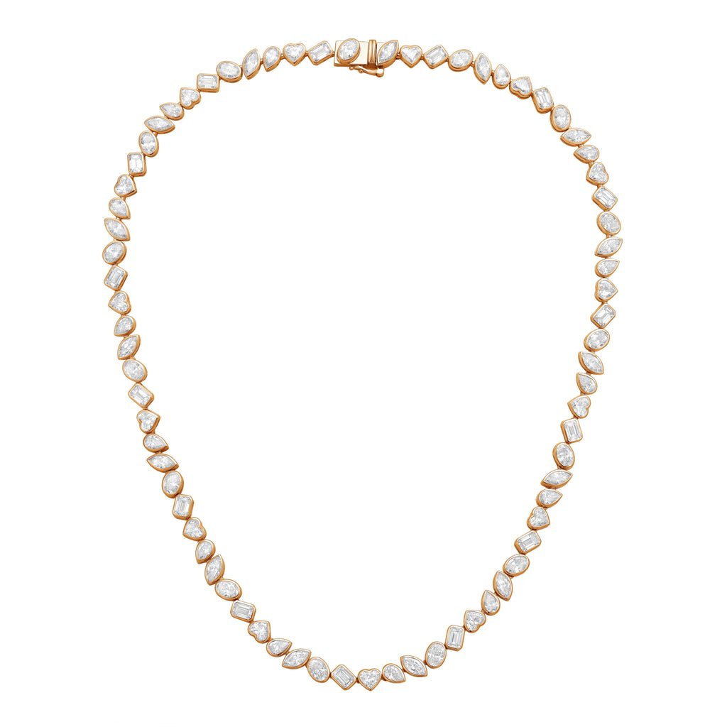 Lab Grown Multi-Cut Diamond Slanted Bezel Necklace