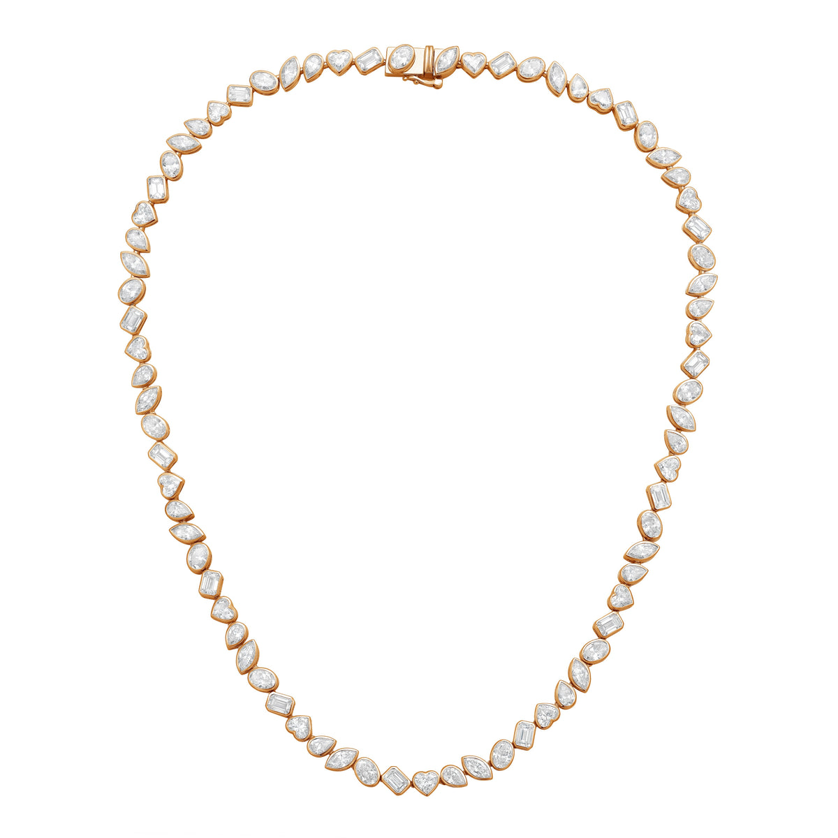 Lab Grown Multi-Cut Diamond Slanted Bezel Necklace