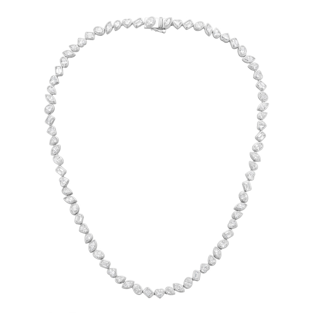 Lab Grown Multi-Cut Diamond Slanted Bezel Necklace