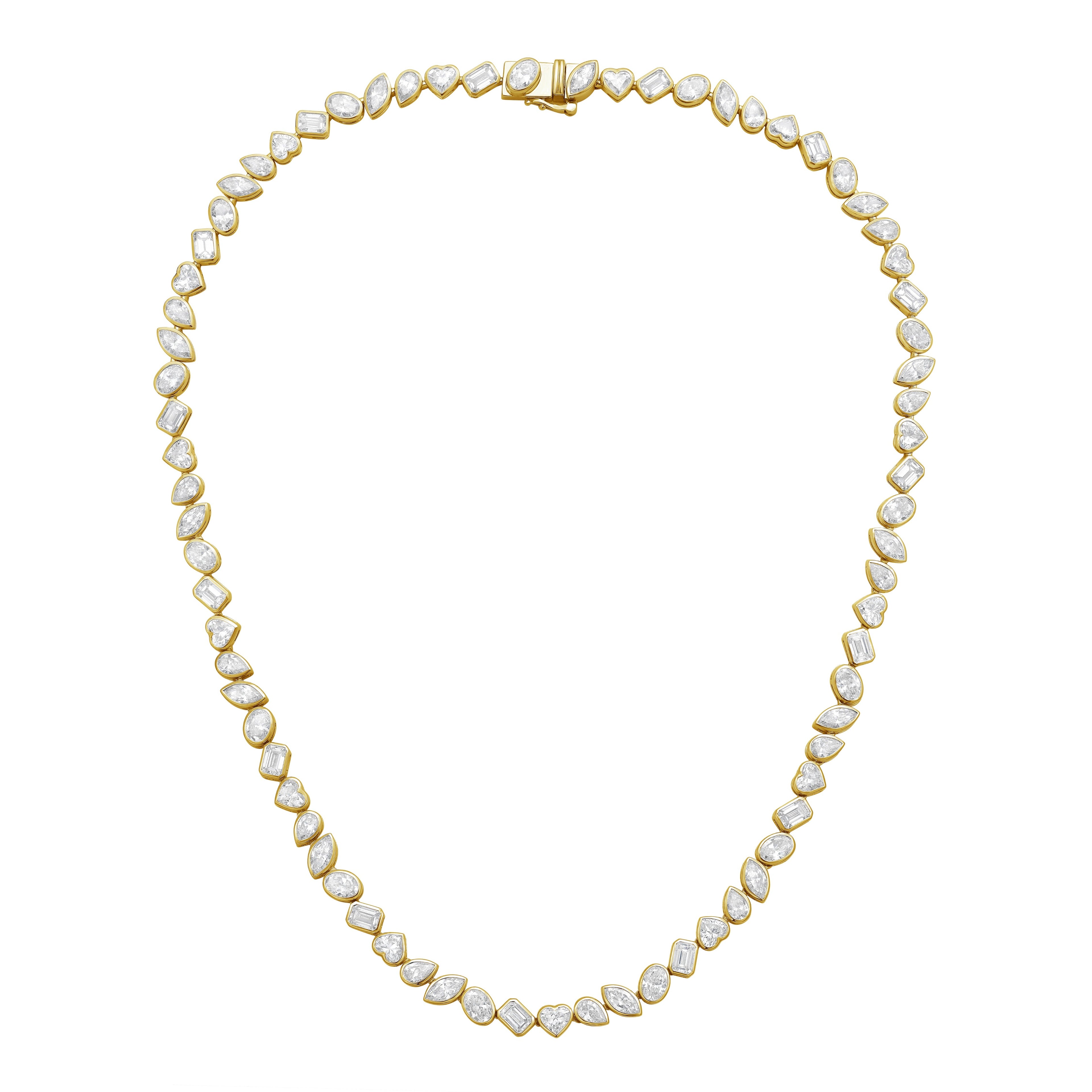 Lab Grown Multi-Cut Diamond Slanted Bezel Necklace