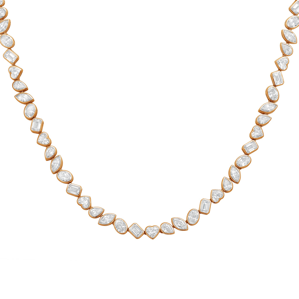 Lab Grown Multi-Cut Diamond Slanted Bezel Necklace