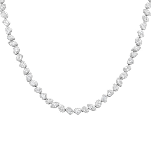 Lab Grown Multi-Cut Diamond Slanted Bezel Necklace
