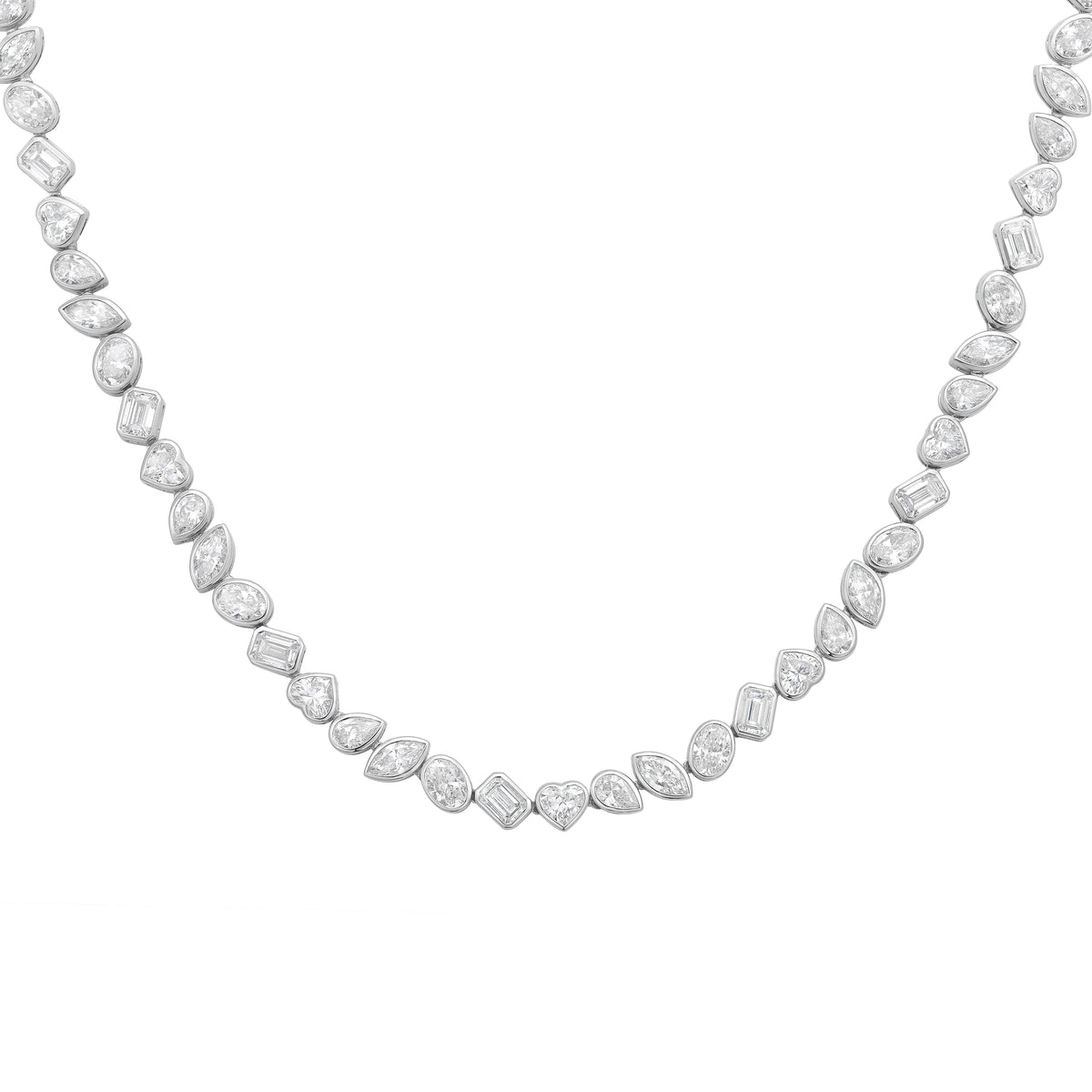 Lab Grown Multi-Cut Diamond Slanted Bezel Necklace