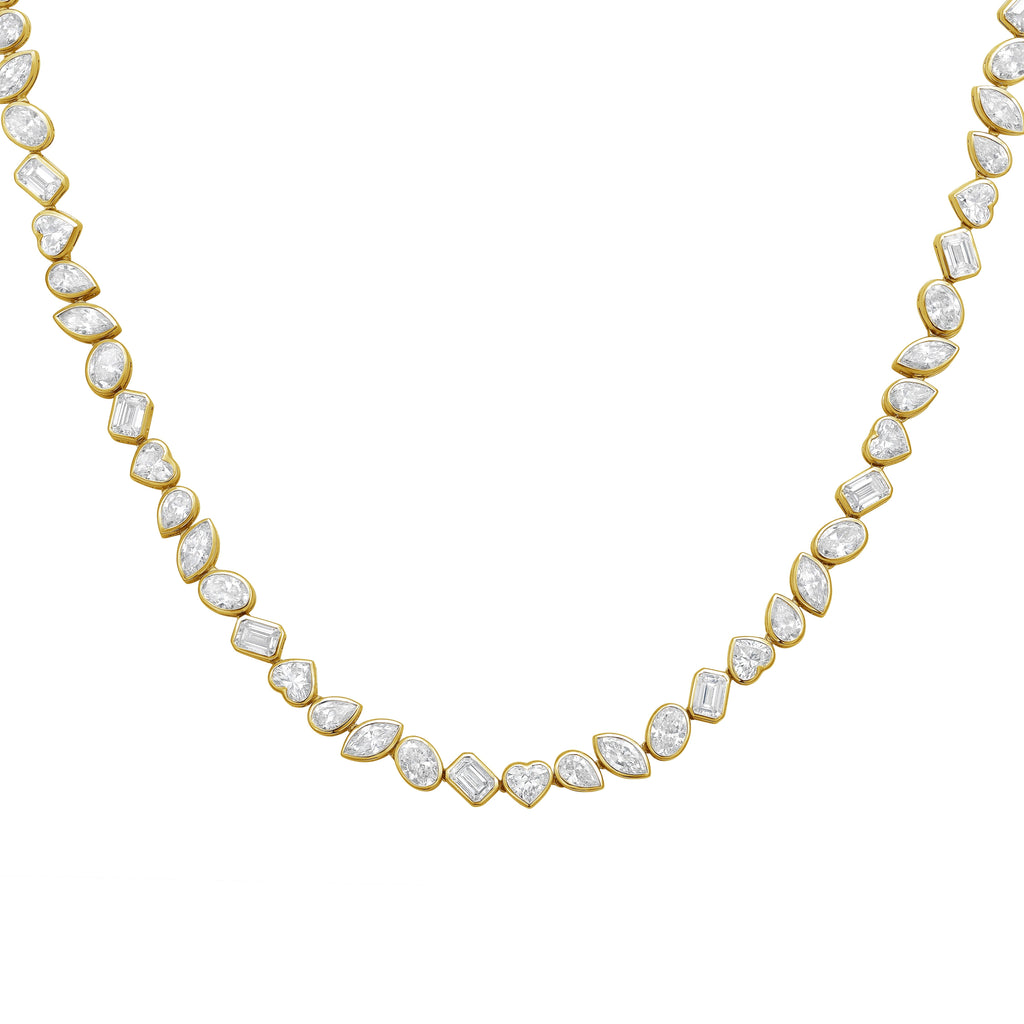 Lab Grown Multi-Cut Diamond Slanted Bezel Necklace