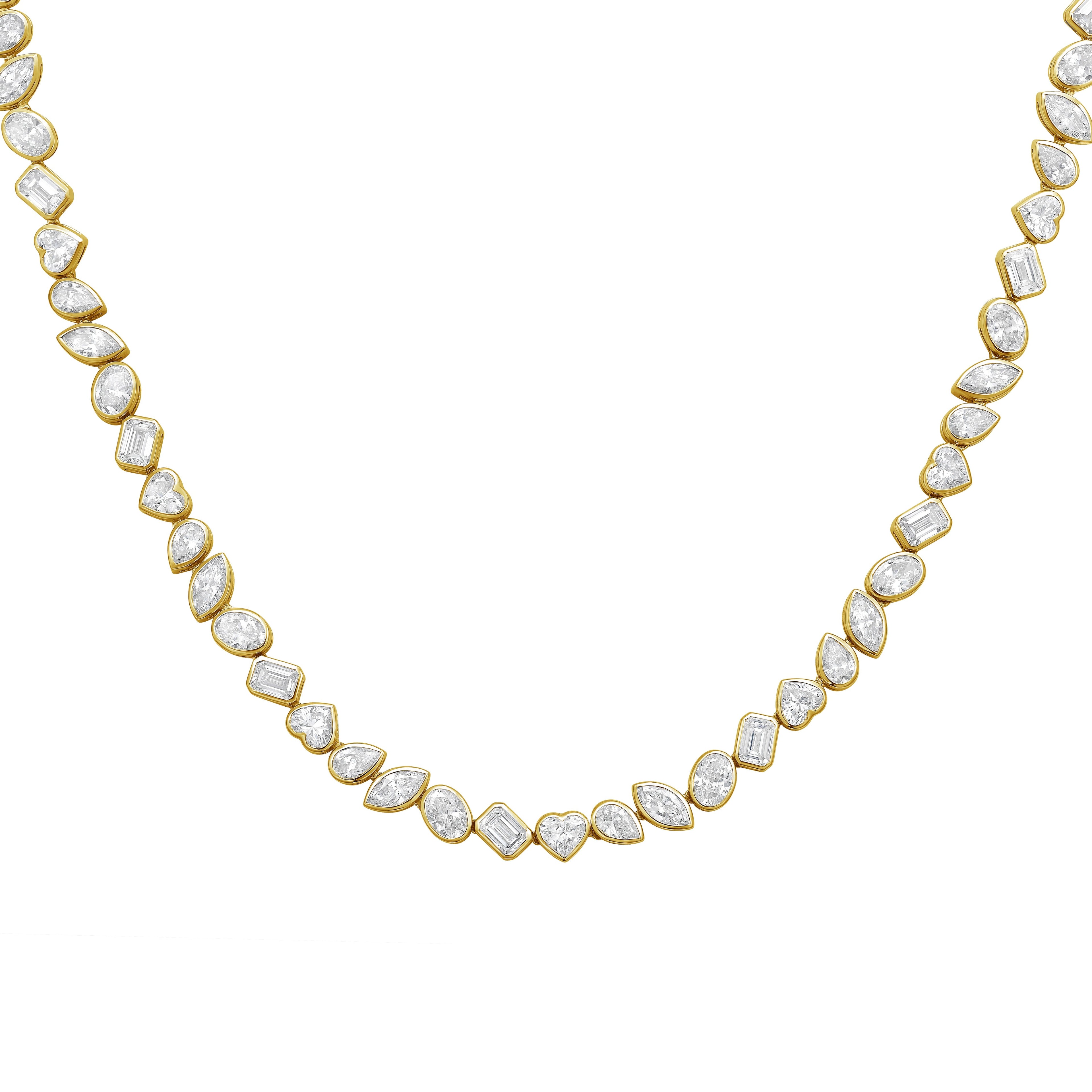 Lab Grown Multi-Cut Diamond Slanted Bezel Necklace