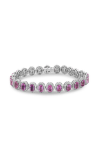 Roman and Jules Oval Pink Sapphire & Diamond Halo Bracelet MB615-13
