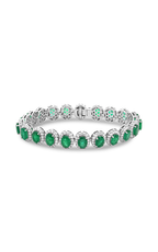 Roman and Jules Oval Emerald & Diamond Halo Bracelet MB615-12