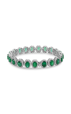 Roman and Jules Oval Emerald & Diamond Halo Bracelet MB615-12