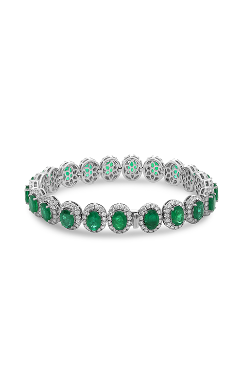 Roman and Jules Oval Emerald & Diamond Halo Bracelet MB615-12