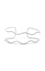 14K White Gold Wavy Diamond Pave Bangle