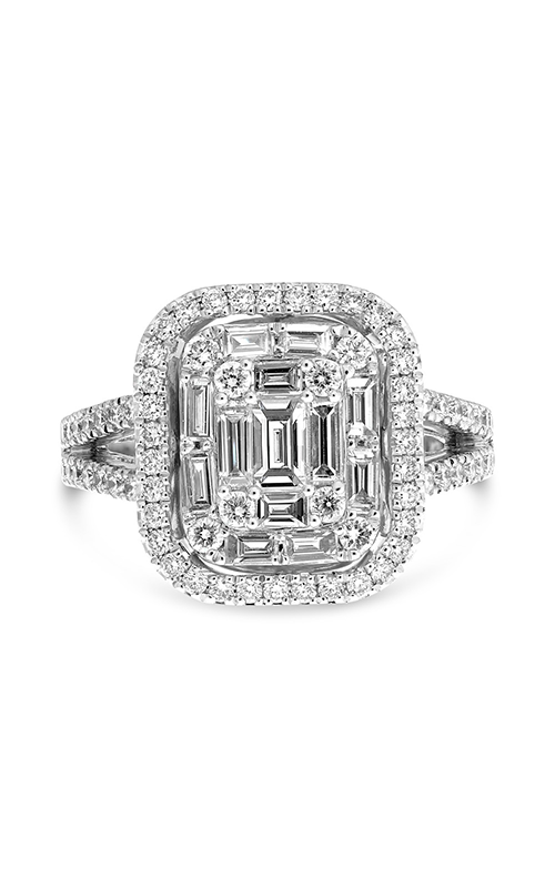 Roman And Jules Diamond Ring With Baguette Cluster And Halo Engagement Ring DR1023-1