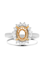 Roman and Jules Two Tone Flowering Halo Engagement Setting MR500-86