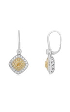 Yellow Diamonds Halo Drop Earrings